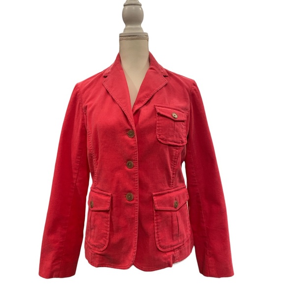 Lands' End Jackets & Blazers - Lands End Coral Pink Corduroy Jacket Blazer Size 10P